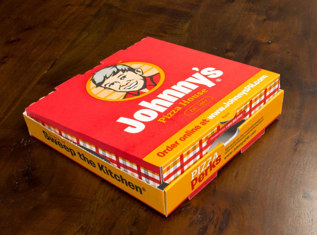 Johnny's Pizza House pizza box packaging rebranding design