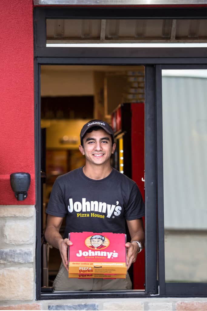 Johnny's PIzza House rebranding employee uniforms