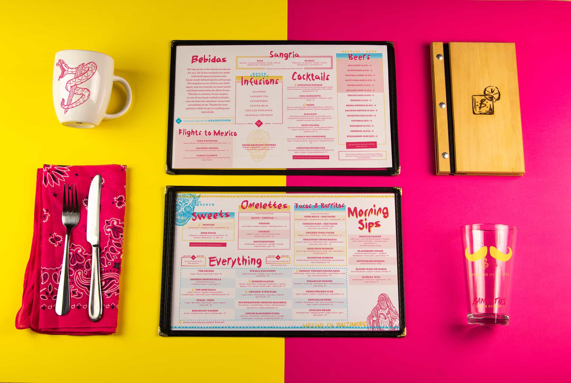 Banditos bar and kitchen rebranding and design by Vigor menu design suite