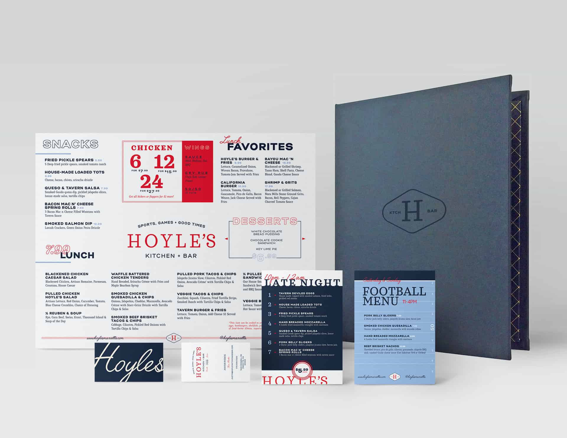 Hoyle's Kitchen & Bar restaurant menu design branding