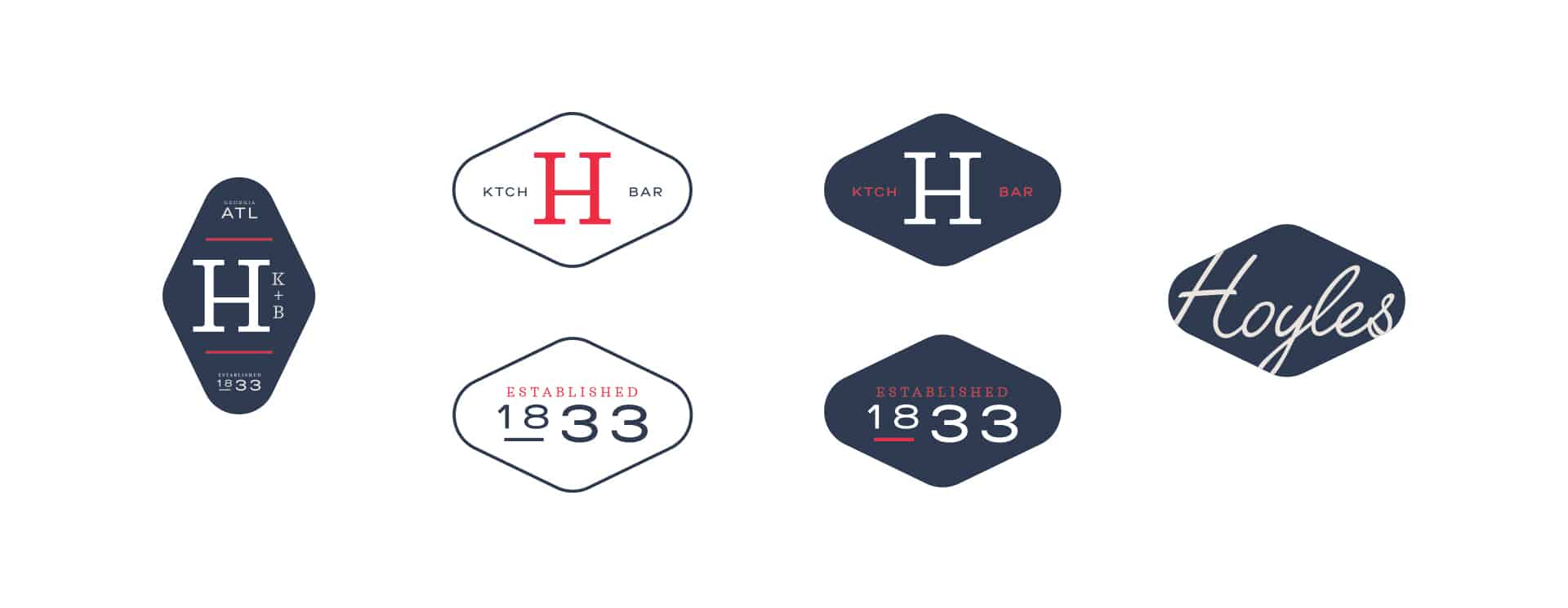 Hoyle's Kitchen & Bar restaurant rebranding and design secondary marks and logos