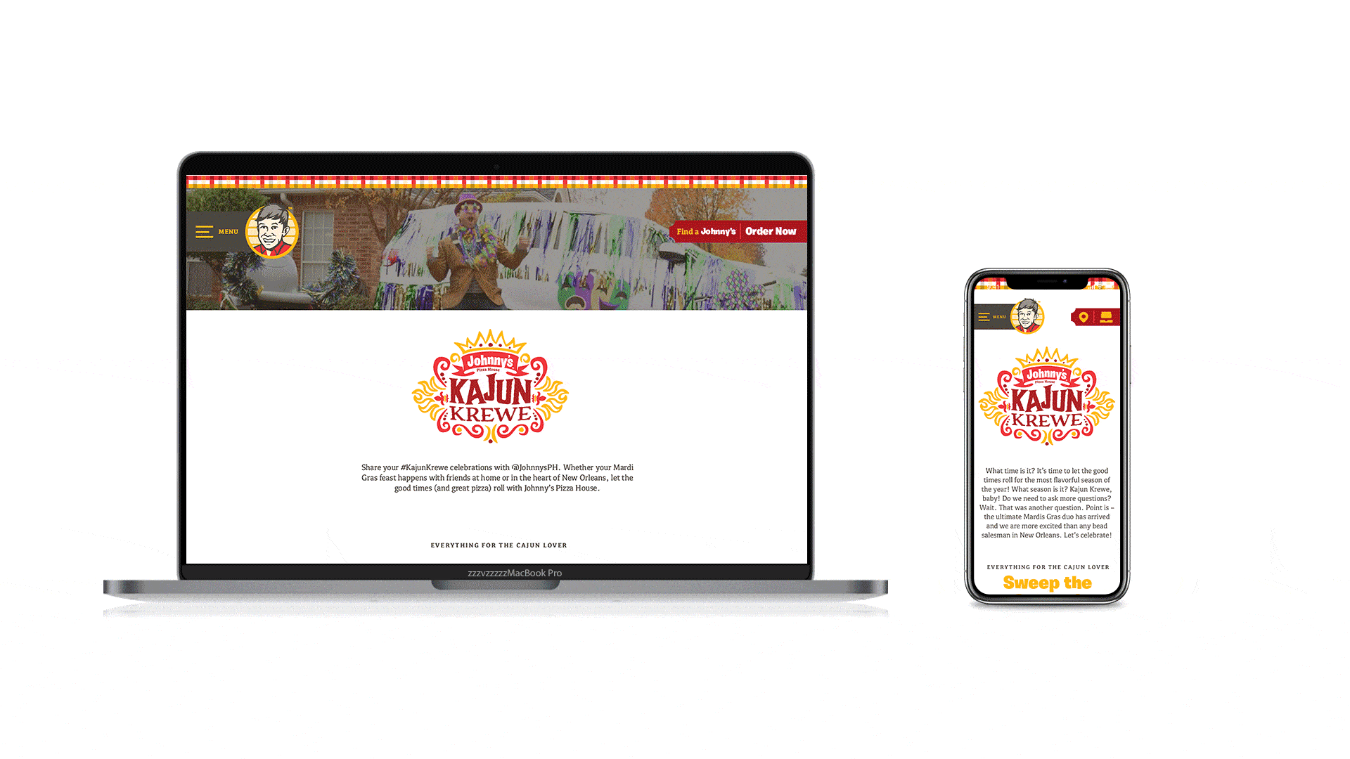 Johnny's Pizza House Kajun Krewe limited time offer marketing campaign creative landing page digital design