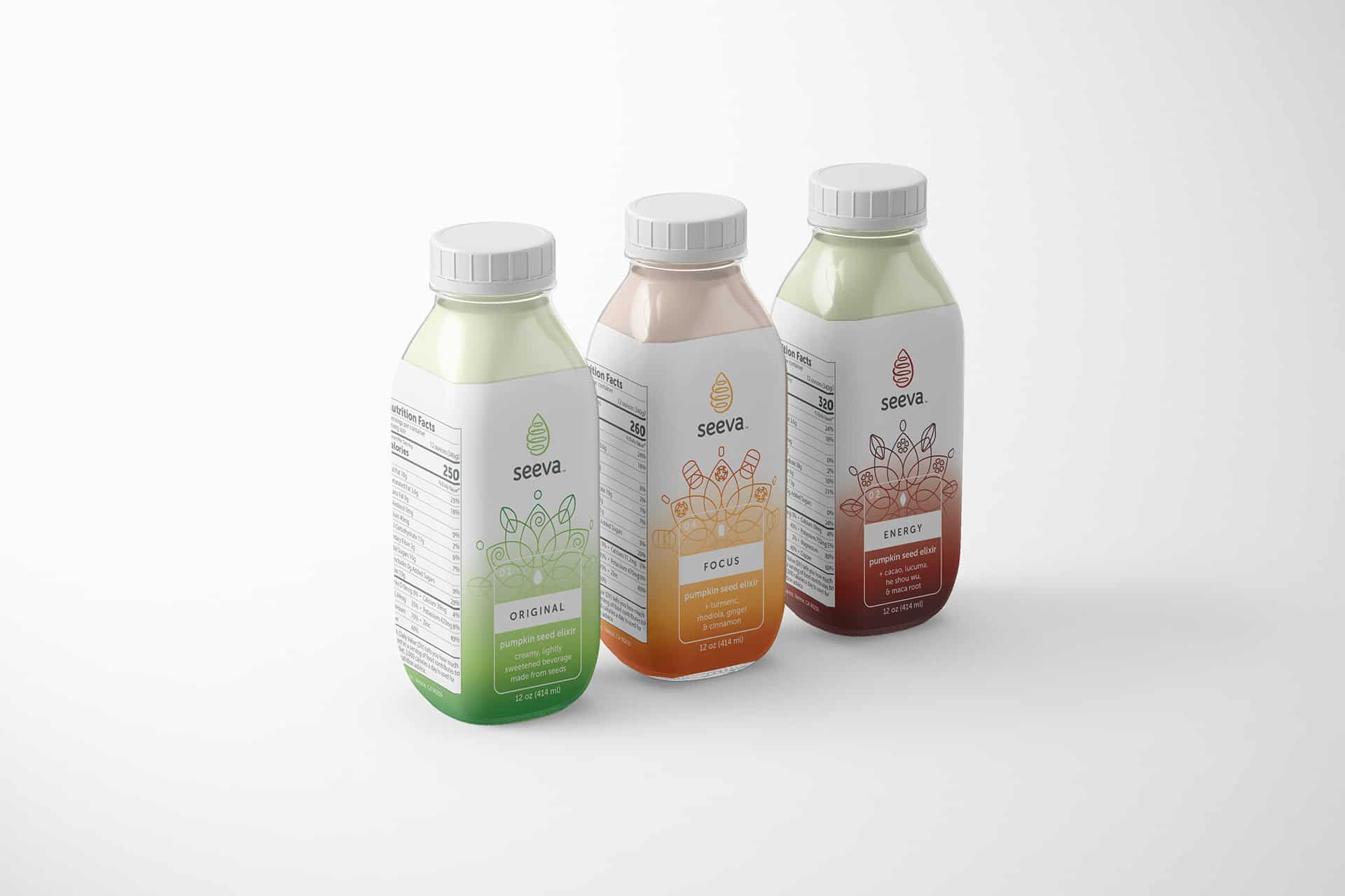 Seeva alternative milk beverage branding and packaging