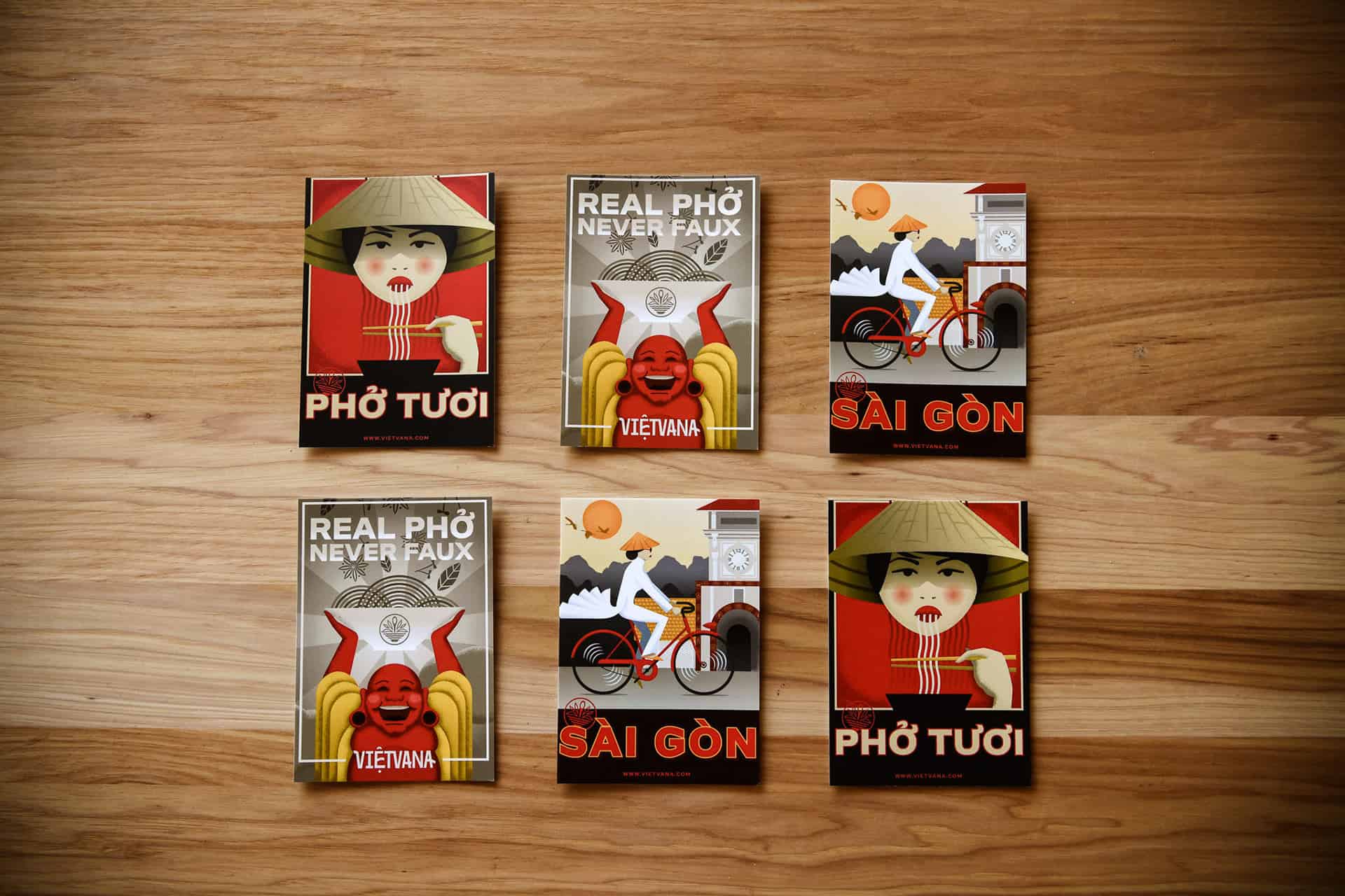 Vietvana - Vietnamese full service restaurant branding - custom illustrations