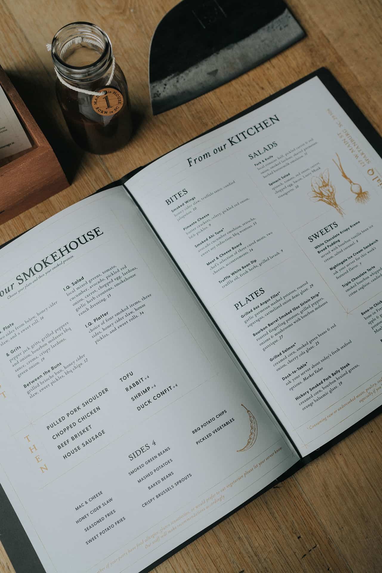 Initial Q barbecue restaurant branding menu design