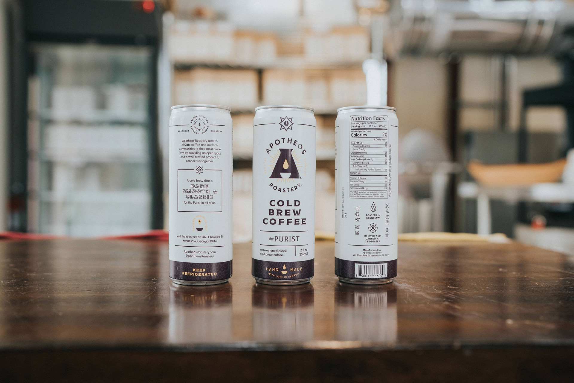 Cold brew coffee packaging design for Apotheos