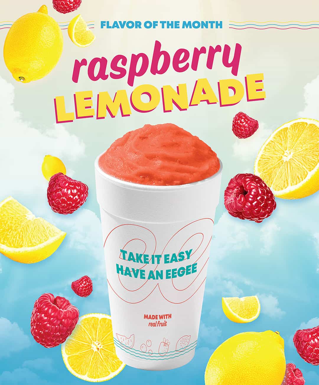 Monthly Restaurant Marketing & Advertising - Raspberry Lemonade eegee